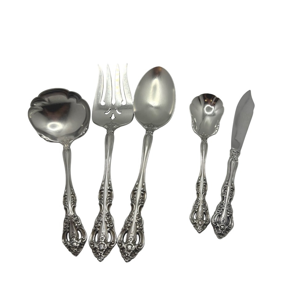 Oneida Michelangelo Stainless Steel Serving 5pc Ladle Fork Spoon Knife